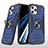 Funda Bumper Silicona y Plastico Mate Carcasa con Magnetico Anillo de dedo Soporte YF1 para Apple iPhone 13 Pro Max Azul