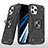 Funda Bumper Silicona y Plastico Mate Carcasa con Magnetico Anillo de dedo Soporte YF1 para Apple iPhone 13 Pro Max Negro