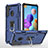 Funda Bumper Silicona y Plastico Mate Carcasa con Magnetico Anillo de dedo Soporte YF1 para Samsung Galaxy A21 Azul