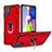 Funda Bumper Silicona y Plastico Mate Carcasa con Magnetico Anillo de dedo Soporte YF1 para Samsung Galaxy M51 Rojo