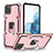 Funda Bumper Silicona y Plastico Mate Carcasa con Magnetico Anillo de dedo Soporte YF1 para Samsung Galaxy Note 10 Lite Oro Rosa