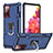 Funda Bumper Silicona y Plastico Mate Carcasa con Magnetico Anillo de dedo Soporte YF1 para Samsung Galaxy S20 FE 5G Azul