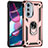 Funda Bumper Silicona y Plastico Mate Carcasa con Magnetico Anillo de dedo Soporte Z01 para Motorola Moto Edge 30 Pro 5G Oro Rosa