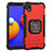 Funda Bumper Silicona y Plastico Mate Carcasa con Magnetico Anillo de dedo Soporte ZJ2 para Samsung Galaxy A01 Core Rojo