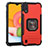 Funda Bumper Silicona y Plastico Mate Carcasa con Magnetico Anillo de dedo Soporte ZJ2 para Samsung Galaxy M01 Rojo