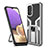 Funda Bumper Silicona y Plastico Mate Carcasa con Magnetico Anillo de dedo Soporte ZL1 para Samsung Galaxy M32 5G Plata