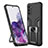 Funda Bumper Silicona y Plastico Mate Carcasa con Magnetico Anillo de dedo Soporte ZL1 para Samsung Galaxy S20 5G Negro