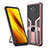 Funda Bumper Silicona y Plastico Mate Carcasa con Magnetico Anillo de dedo Soporte ZL1 para Xiaomi Poco X3 Oro Rosa