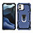 Funda Bumper Silicona y Plastico Mate Carcasa con Magnetico Soporte A01 para Apple iPhone 12 Azul