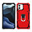 Funda Bumper Silicona y Plastico Mate Carcasa con Magnetico Soporte A01 para Apple iPhone 12 Rojo