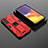 Funda Bumper Silicona y Plastico Mate Carcasa con Magnetico Soporte A01 para Samsung Galaxy S21 5G Rojo