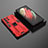 Funda Bumper Silicona y Plastico Mate Carcasa con Magnetico Soporte A01 para Samsung Galaxy S21 Ultra 5G Rojo