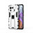 Funda Bumper Silicona y Plastico Mate Carcasa con Magnetico Soporte A01 para Xiaomi Mi 11 Pro 5G Blanco