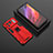 Funda Bumper Silicona y Plastico Mate Carcasa con Magnetico Soporte A02 para Xiaomi Mi 11 Ultra 5G Rojo