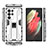 Funda Bumper Silicona y Plastico Mate Carcasa con Magnetico Soporte A03 para Samsung Galaxy S21 Ultra 5G Blanco