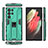 Funda Bumper Silicona y Plastico Mate Carcasa con Magnetico Soporte A03 para Samsung Galaxy S21 Ultra 5G Verde