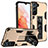 Funda Bumper Silicona y Plastico Mate Carcasa con Magnetico Soporte A04 para Samsung Galaxy S21 Plus 5G Oro