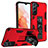 Funda Bumper Silicona y Plastico Mate Carcasa con Magnetico Soporte A04 para Samsung Galaxy S21 Plus 5G Rojo