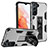 Funda Bumper Silicona y Plastico Mate Carcasa con Magnetico Soporte A04 para Samsung Galaxy S23 Plus 5G Plata