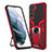 Funda Bumper Silicona y Plastico Mate Carcasa con Magnetico Soporte A05 para Samsung Galaxy S21 Plus 5G Rojo