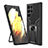 Funda Bumper Silicona y Plastico Mate Carcasa con Magnetico Soporte A05 para Samsung Galaxy S21 Ultra 5G Negro