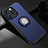 Funda Bumper Silicona y Plastico Mate Carcasa con Magnetico Soporte A08 para Apple iPhone 13 Pro Azul