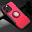 Funda Bumper Silicona y Plastico Mate Carcasa con Magnetico Soporte A08 para Apple iPhone 14 Pro Max Rojo