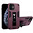 Funda Bumper Silicona y Plastico Mate Carcasa con Magnetico Soporte H01 para Apple iPhone 12 Mini Rojo Rosa