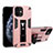 Funda Bumper Silicona y Plastico Mate Carcasa con Magnetico Soporte H01 para Apple iPhone 12 Mini Rosa