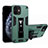 Funda Bumper Silicona y Plastico Mate Carcasa con Magnetico Soporte H01 para Apple iPhone 12 Mini Verde