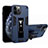 Funda Bumper Silicona y Plastico Mate Carcasa con Magnetico Soporte H01 para Apple iPhone 12 Pro Max Azul
