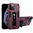 Funda Bumper Silicona y Plastico Mate Carcasa con Magnetico Soporte H01 para Apple iPhone 12 Pro Max Rojo Rosa