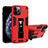 Funda Bumper Silicona y Plastico Mate Carcasa con Magnetico Soporte H01 para Apple iPhone 12 Pro Rojo