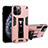 Funda Bumper Silicona y Plastico Mate Carcasa con Magnetico Soporte H01 para Apple iPhone 12 Pro Rosa