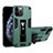 Funda Bumper Silicona y Plastico Mate Carcasa con Magnetico Soporte H01 para Apple iPhone 12 Pro Verde