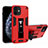 Funda Bumper Silicona y Plastico Mate Carcasa con Magnetico Soporte H01 para Apple iPhone 12 Rojo