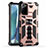 Funda Bumper Silicona y Plastico Mate Carcasa con Magnetico Soporte H01 para Samsung Galaxy Note 20 5G Oro Rosa