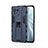Funda Bumper Silicona y Plastico Mate Carcasa con Magnetico Soporte H02 para Xiaomi Mi 11 5G Azul