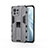 Funda Bumper Silicona y Plastico Mate Carcasa con Magnetico Soporte H02 para Xiaomi Mi 11 5G Gris