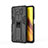 Funda Bumper Silicona y Plastico Mate Carcasa con Magnetico Soporte KC1 para Xiaomi Poco X3 NFC Negro