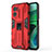 Funda Bumper Silicona y Plastico Mate Carcasa con Magnetico Soporte KC1 para Xiaomi Redmi 10 5G Rojo