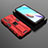 Funda Bumper Silicona y Plastico Mate Carcasa con Magnetico Soporte KC1 para Xiaomi Redmi Note 11 4G (2021) Rojo
