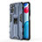 Funda Bumper Silicona y Plastico Mate Carcasa con Magnetico Soporte KC1 para Xiaomi Redmi Note 11 4G (2022) Azul