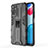 Funda Bumper Silicona y Plastico Mate Carcasa con Magnetico Soporte KC1 para Xiaomi Redmi Note 11 4G (2022) Negro