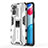 Funda Bumper Silicona y Plastico Mate Carcasa con Magnetico Soporte KC1 para Xiaomi Redmi Note 11 4G (2022) Plata
