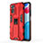 Funda Bumper Silicona y Plastico Mate Carcasa con Magnetico Soporte KC1 para Xiaomi Redmi Note 11 4G (2022) Rojo