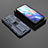Funda Bumper Silicona y Plastico Mate Carcasa con Magnetico Soporte KC1 para Xiaomi Redmi Note 11 5G Azul