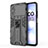 Funda Bumper Silicona y Plastico Mate Carcasa con Magnetico Soporte KC1 para Xiaomi Redmi Note 11R 5G Negro