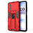 Funda Bumper Silicona y Plastico Mate Carcasa con Magnetico Soporte KC1 para Xiaomi Redmi Note 11R 5G Rojo