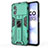 Funda Bumper Silicona y Plastico Mate Carcasa con Magnetico Soporte KC1 para Xiaomi Redmi Note 11R 5G Verde